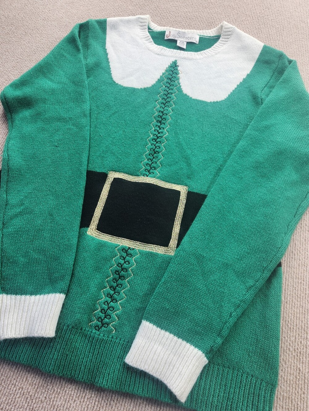 Jolly Sweaters Women's M Green Elf Pullover Sweater Acrylic Long Sleeve
